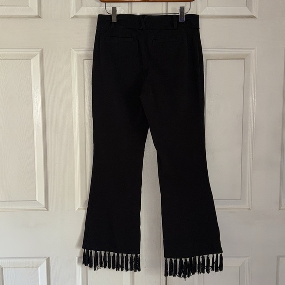 Anthropologie Black The Essential Tassel Hem Crop Flare Pants - Picture 4 of 10